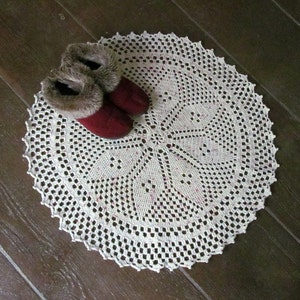 Crocheted Doily Rug Pattern Star Center 36&quot; Rug PDF Download stb137