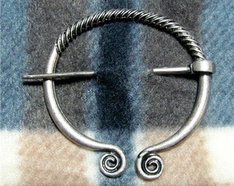 Celtic Knot Cloak Pin 2 1/4" Penannular Brooch Silver Tone CP10