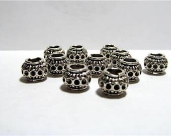 10 Metal Dread Beads with 5mm Center Drilled Holes MPDL-5728-AS-R