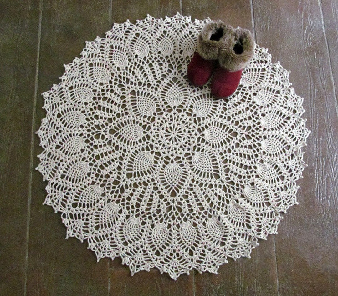 Crocheted Doily Rug Pattern Double Pineapple 50 Rug PDF Download Stb91