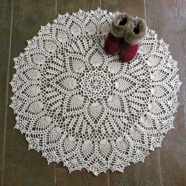 Crocheted Doily Rug Pattern Double Pineapple 50" Rug PDF Download stb91