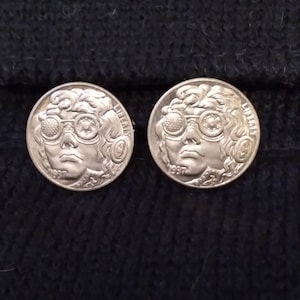 NCL6 Elegant Vintage Coin Nickel tone Cuff links