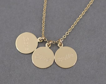 Name chain, coin necklace, gold filled necklace with platelet, goldfilled necklace, necklace with platelet, monogram, engraving necklace, trend chain
