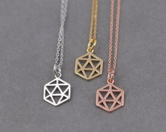 Rose Gold Hexagon Necklace, Silver Necklace, Necklace, Rose Gold, Hexagon, Geometric Shape, Trend Jewelry, Gift for You