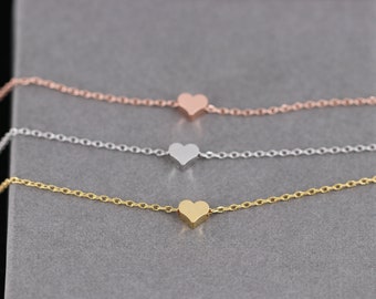 Roségouden armband, zilveren armband, hartjeshanger, mini, vriendschapsarmband, hartjeshanger, fijne armband, bruidsmeisjescadeau