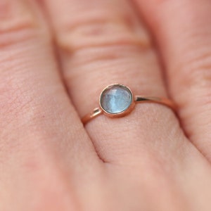 Blue Topaz Ring, rose gold ring, rose 925 ring, sterling silver ring, gemstone ring, stacking ring, blue stone, crystal ring