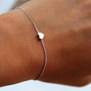 Pulsera de plata con colgante de corazón, pulsera de plata, pulsera de la amistad, pulsera de corazón