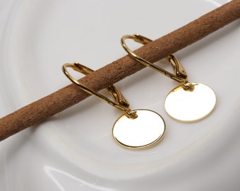 Gold Plates Earrings, Gold Plates, Coin, Trend Jewelry, Gold Earrings, Disc, Circle, Light Earrings, Earrings with Coins