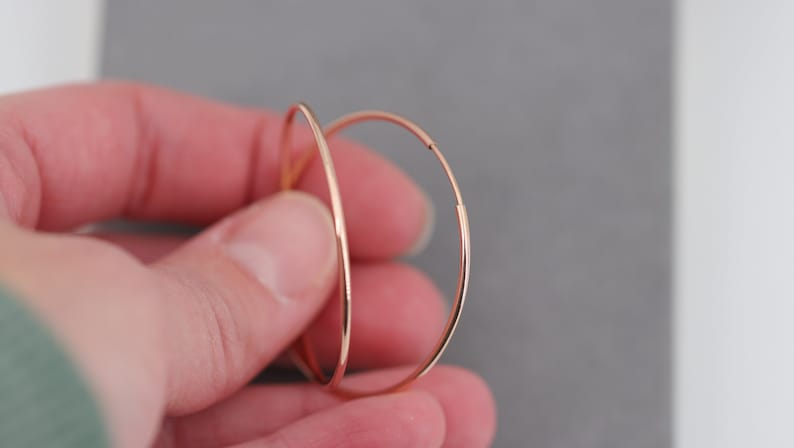 Roségold Creolen, rosè gold filled Creolen, hoops, gold fill rings, trend Schmuck, Minimalistisch, Ohrreifen, Kreolen imagem 4