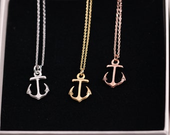 gold-plated necklace with anchor pendant, fine chain with anchor, gold necklace with anchor, maritime jewelry, anchor pendant
