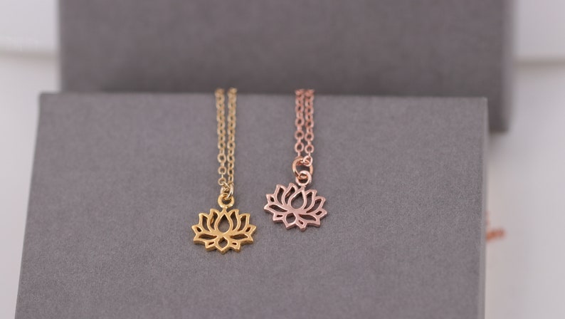 Sterling silver chain, lotus flower, syllable necklace, yoga chain, gift for her, ohm pendant, yoga, fine silver chain, rose gold chain image 7