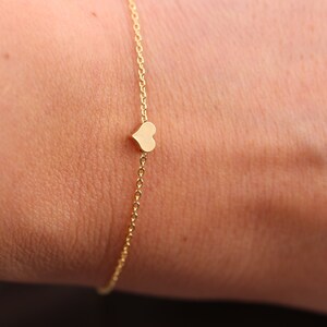 Gold Bracelet, vergoldetes Armband, Herz Bracelet, Armkettchen, Freundschaftsarmband, dünne Kettchen, minimalistisch, Gold Bild 6