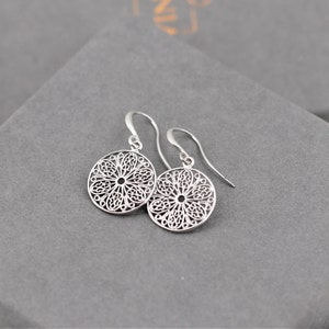 Silver earrings, lightweight earrings, Marrakesh, ornament, disc, plate jewelry, small gift, gift for her