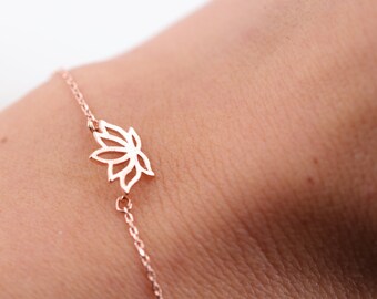 Lotus bracelet, rose gold bracelet, bracelet, friendship bracelet, mini, rose gold bracelet, lotus flower, lotus, yoga pendant, Namaste, bridesmaid