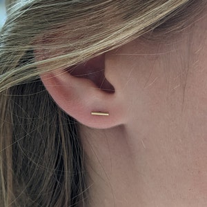 Stick ear studs, piercing, rod ear studs, bar ear studs, trend, tiny, mini plugs, minimalist, gold filled ear studs