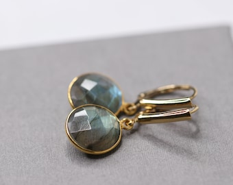 Goldfilled Ohrringe, Ohrringe Labradorite, grau Ohrringe, Brautohrringe,  Hochzeitsschmuck, Edelstein Schmuck, grauer Stein