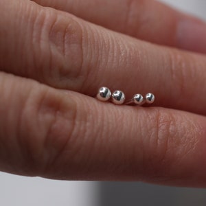 Sterling silver nail, stud nail, needle, piercing stud earrings, silver studs, piercing, earrings, trend, tiny, mini stud earrings, ball nail