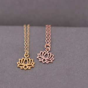 Sterling silver chain, lotus flower, syllable necklace, yoga chain, gift for her, ohm pendant, yoga, fine silver chain, rose gold chain image 6