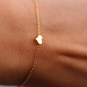 Gold bracelet, gold plated bracelet, heart bracelet, bracelet, friendship bracelet, thin chain, minimalist, gold