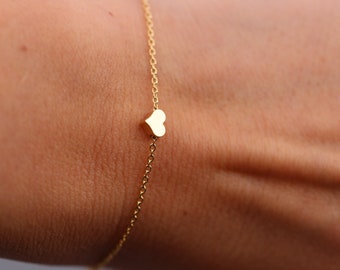 Pulsera de oro, pulsera bañada en oro, pulsera de corazón, pulsera, pulsera de la amistad, cadena fina, minimalista, oro