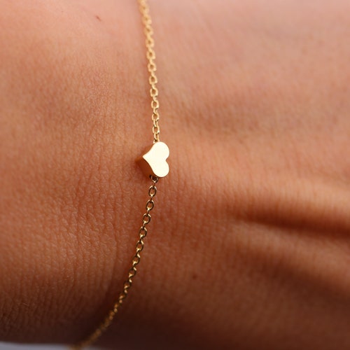 Gold bracelet, gold plated bracelet, heart bracelet, bracelet, friendship bracelet, thin chain, minimalist, gold