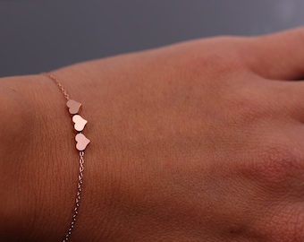 Rose gold bracelet, heart, bridesmaids, heart bracelet, rose gold bracelet, mini, delicate bracelet