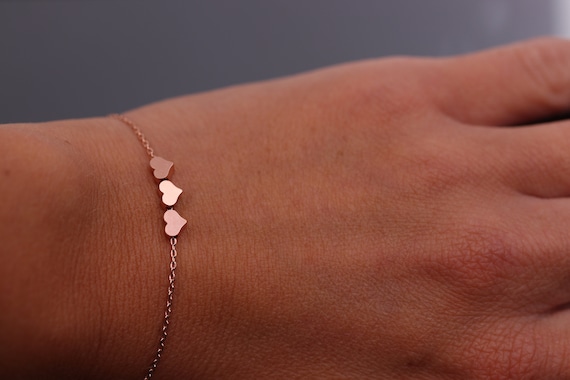 Rosègold Armband, Herz, Brautjungfern, Herzarmband, rosè Bracelet, mini, zierliches Armkettchen