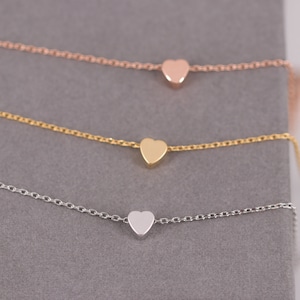 Pulsera de oro rosa, pulsera de plata, pulsera con colgante de corazón.