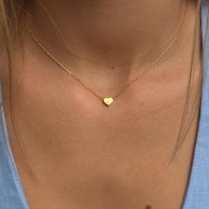 Halskette mit Herz, dünne vergoldete Kette mit Herz, Halskette mit Herzanhänger, Brautjungferngeschenk, Geschenk für Freundin