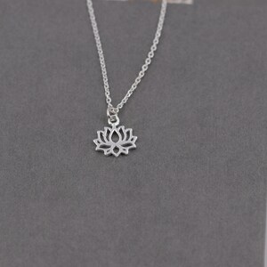 Sterling silver chain, lotus flower, syllable necklace, yoga chain, gift for her, ohm pendant, yoga, fine silver chain, rose gold chain image 10