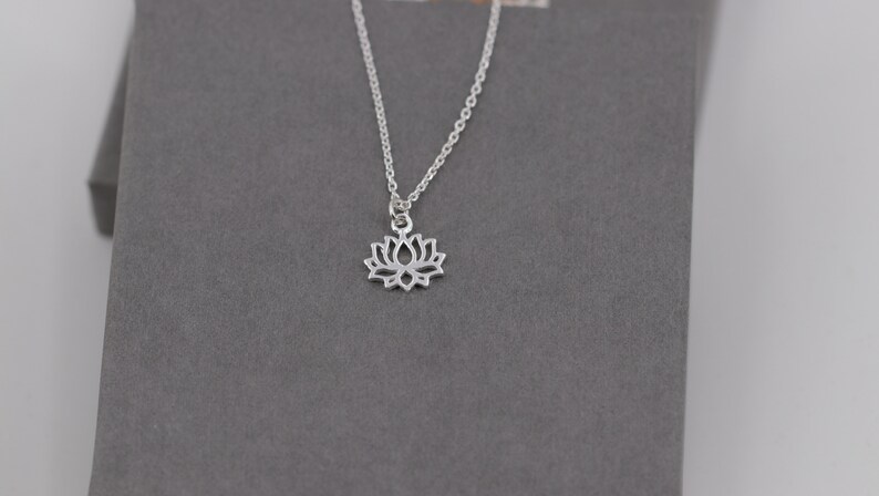 Sterling silver chain, lotus flower, syllable necklace, yoga chain, gift for her, ohm pendant, yoga, fine silver chain, rose gold chain image 10