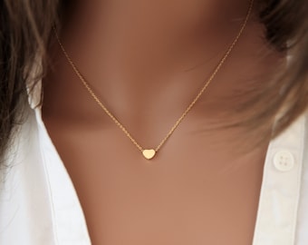 Necklace with heart, thin gold-plated chain with heart, necklace with pendant, bridesmaid gift, gift for girlfriend