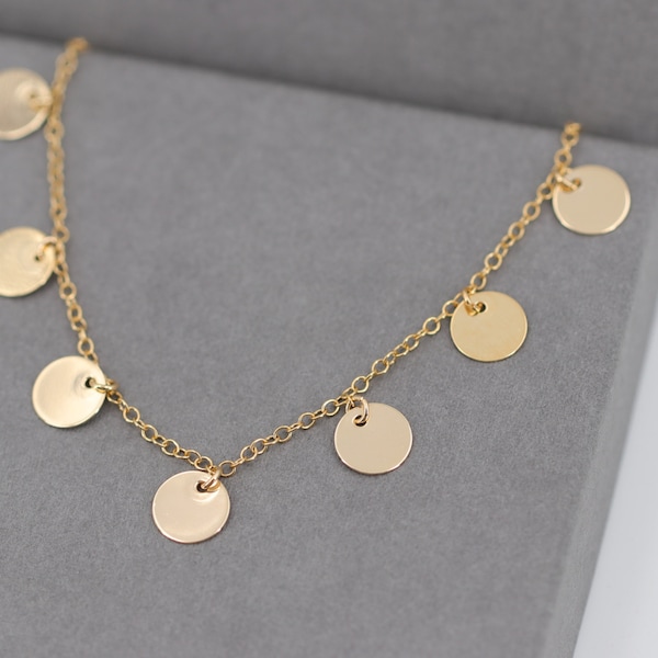 Collier de charme de pièce de monnaie, collier rempli d'or avec des plaques, collier rempli d'or, collier avec des plaques, marakkesch, bohème, collier de tendance,