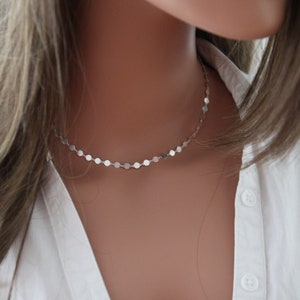 Choker mit Plattchen, Silber Kette, gold Plättchen Chocker, Plättchenkette, Choker, Trend, Schmuck mit Plättchen, Plättchen Choker silber