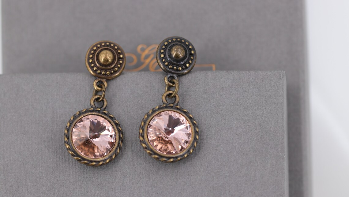 Antique bronze earrings vintage earrings bronze stud Etsy
