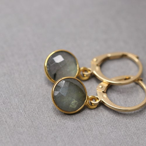 Antique Labradorite Earrings Green Earrings Antique Gold - Etsy Israel