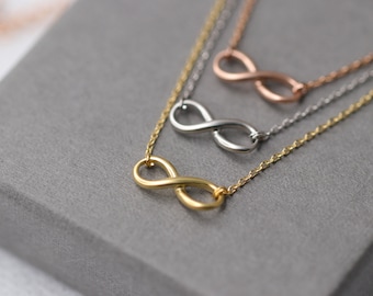 Gold plated chain with infinity pendant, silver plated necklace with infinity symbol