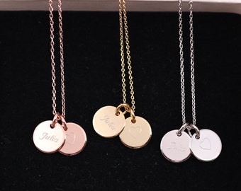 Halskette  Namenskette Gold Necklace Kette Plättchen Monogramm Initialen