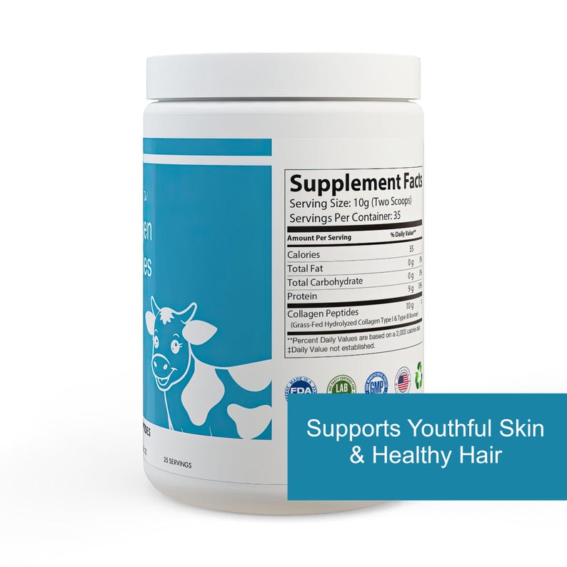 Happy Cow Collagen Peptides, Grass-fed Bovine, Type I & III (350g) - Etsy