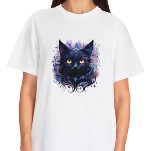 Magic Black Cat T-Shirt: Garment-Dyed Witchy Style Tee