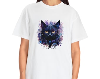 Magic Black Cat Unisex Garment-Dyed T-shirt - Limited Edition Shirt - Original Apparel - Witchy Style - Pet & Animal Lover Gift - Meow