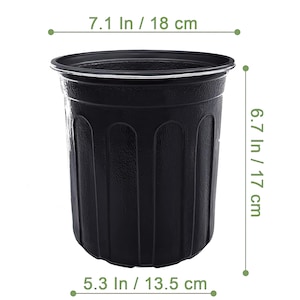 1 Gallon Planter Pot 7&quot; Black Plastic, Indoor Gardening Plant Container for Seedlings, Herbs, Windowsill, Great for Outdoors or Greenhouses
