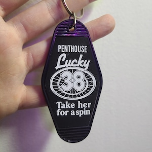 Lucky 38 Casino Penthouse Suite Retro Hotel Keychain, Black Handmade Custom Fallout Cosplay Accessory