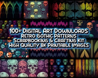 100+ Goth Patterns - Printable Gothic Minimalist Patterns for Scrapbooking Journaling and Crafting - High Quality 8k Digital Art Downloads