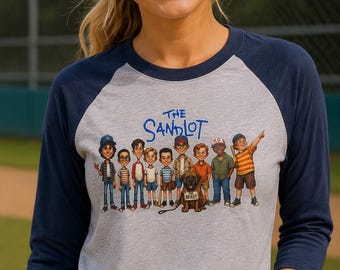 The Sandlot Vintage 90s Caricature Sports Collectors Baseball Raglan Shirt | 3/4 Sleeve