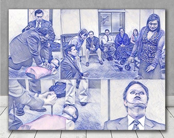 Impresión de collage de entrenamiento de RCP en la oficina - Episodio de alivio del estrés