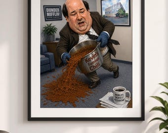 Kevin's Famous Chili Cartoon Poster Art and Gift for fans of The Office and Dunder Mifflin