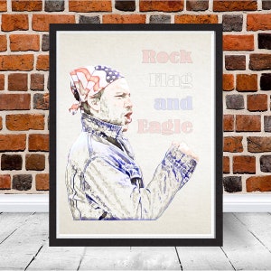 It&#39;s Always Sunny in Philadelphia Charlie Kelly Rock Flag and Eagle The Gang Goes America All Over Funny Print Poster