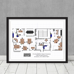 The Office Dunder Mifflin Floor plan Pam Replica Watercolor Painting and Gift Set Scranton Michael Scott Beesley Dwight Schrute