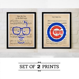Chicago Cubs Go Cubs Go Sheet Music Vintage Log Baseball Gift Etsy
